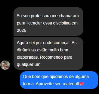 Depoimento de professora recomendando as dinâmicas